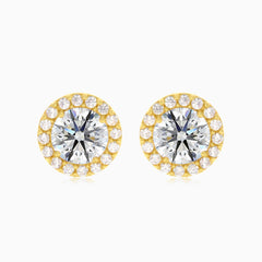 Halo cubic zirconia stud earrings