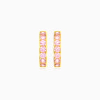 Pink quartz huggie hoop earrings