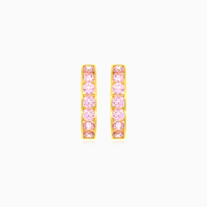 Rosa Quarz Huggie-Creolen