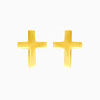 Cross stud yellow gold earrings