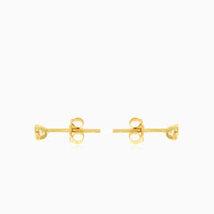 Yellow gold stud earrings with cubic zirconia