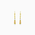 Three-colour gold drop dangle earrings