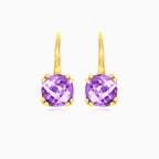 Purple topaz cushion cut earrings