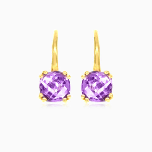 Purple topaz cushion cut earrings