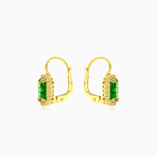 Rectangle emerald cut halo earrings