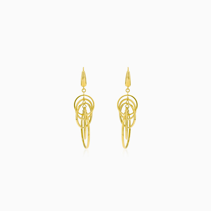 Gold Dangle Earrings Circles