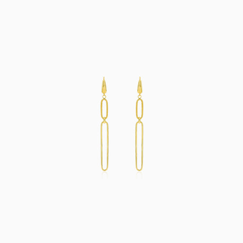 Gold earrings with large chain links