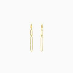 Gold earrings with large chain links