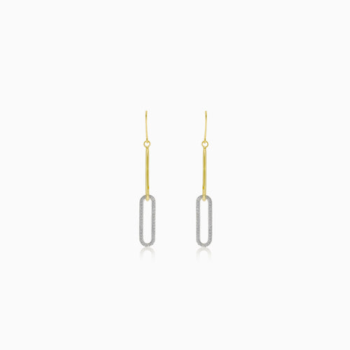 Gold elegant link earrings with cubic zircons