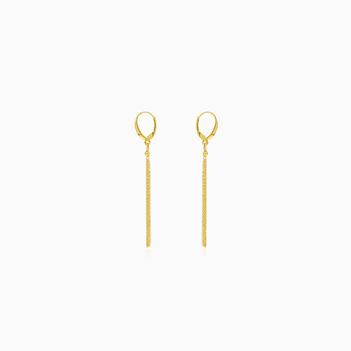 Delicate gold dangle earrings with chains