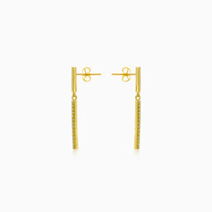 Gold dangling studs with cubic zirconia