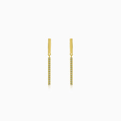 Gold dangling studs with cubic zirconia