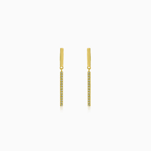 Gold dangling studs with cubic zirconia