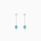 White gold chain earrings with topaz