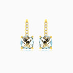 Blue topaz and cubic zirconia gold earrings