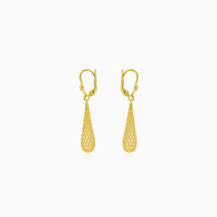 Golden drop earrings with a pattern