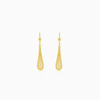 Golden drop earrings with a pattern