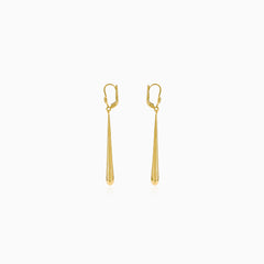 Gold earrings hanging elongated drops