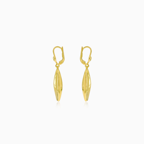 Gold hanging leaf earrings