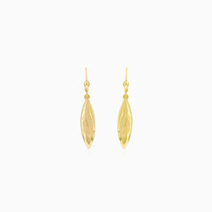 Gold hanging leaf earrings