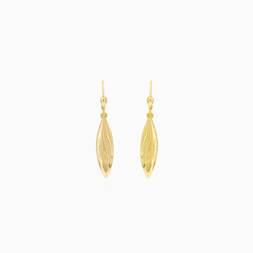 Gold hanging leaf earrings