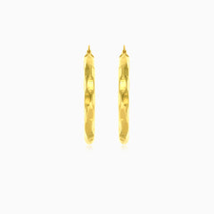 Yellow gold high polished hoop earring