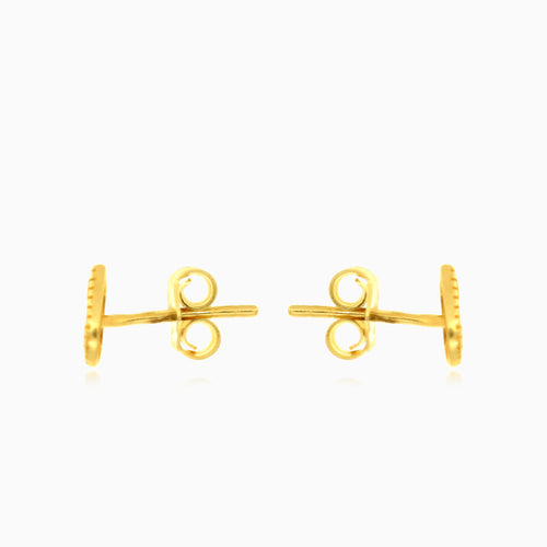 Yellow Gold diamond-cut heart post earrings