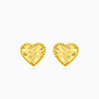 Yellow Gold diamond-cut heart post earrings