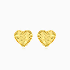 Srdíčkové puzetové náušnice ze žlutého zlata