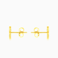 Yellow gold flower ear studs with mother pearl stone