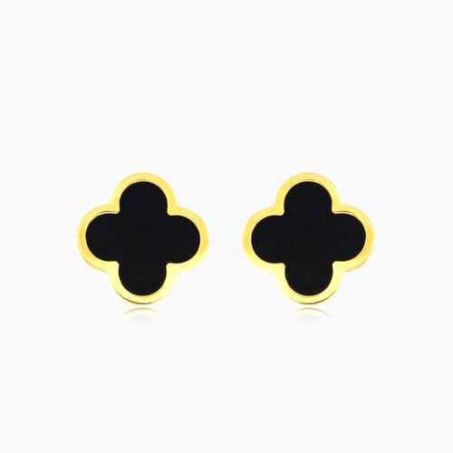 Black onyx yellow gol earrings