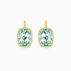Sky blue topaz halo earrings
