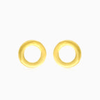 Yellow gold round frame cubic zirconia stud earrings