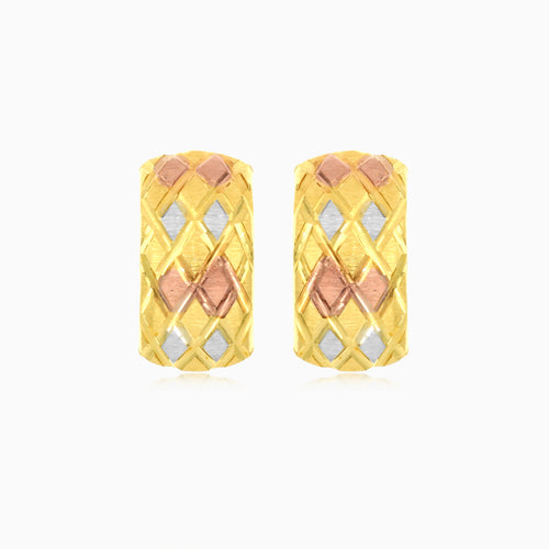 Tri color gold earrings