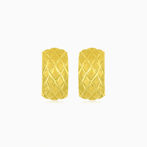 Latch back closure drop earrings in yellow gold