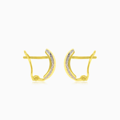 Tricolor gold earring with latch back