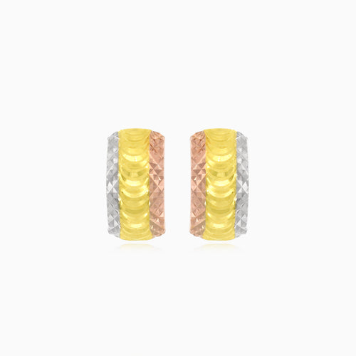 Tricolor gold earring with latch back