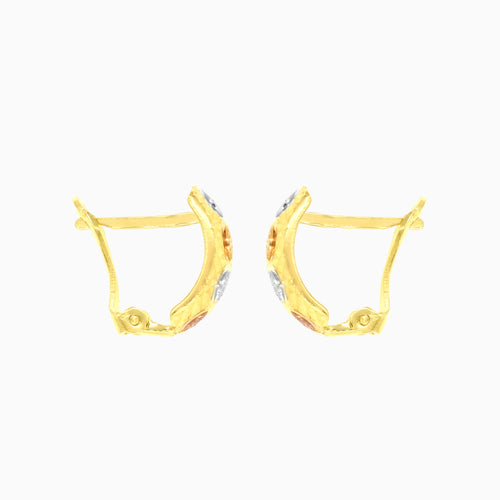 Tri tone gold earrings