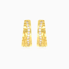 Lustrous yellow gold cubic zirconia earrings