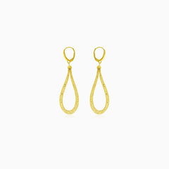 Lever back dangle earrings in two tone gold