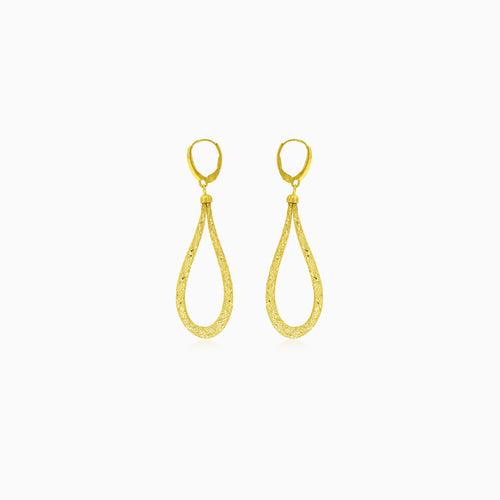 Lever back dangle earrings in two tone gold