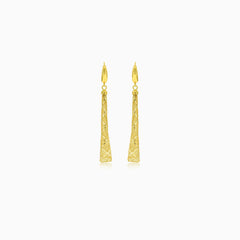 Lever back dangle earrings in two tone gold