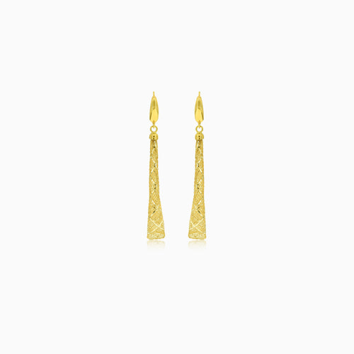 Lever back dangle earrings in two tone gold