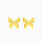 Lustrous yellow gold butterfly stud earrings