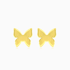 Lustrous yellow gold butterfly stud earrings