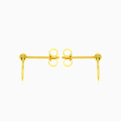 Yellow gold circle ball hoop earring
