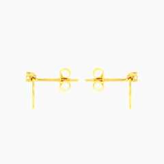 Circle with cubic zirconia yellow gold earrings