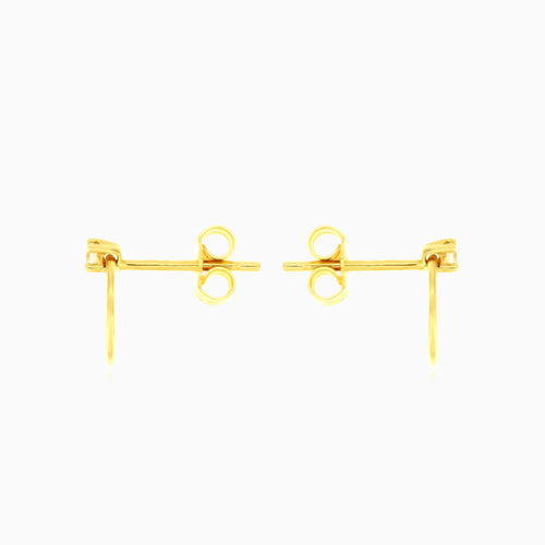 Circle with cubic zirconia yellow gold earrings