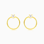 Circle with cubic zirconia yellow gold earrings