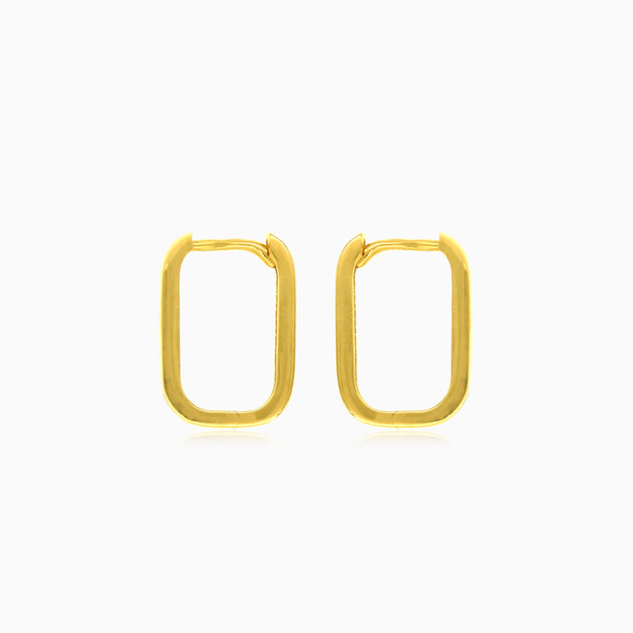 Rectangular hoop gold earrings